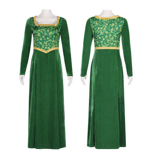 Anime Princess Green Dress Fiona Dress Shrek Cosplay Costume Halloween Fancy Fantasy Party Suit Roleplay for Adult Woman
